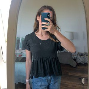 American Eagle - Peplum Eyelet Top